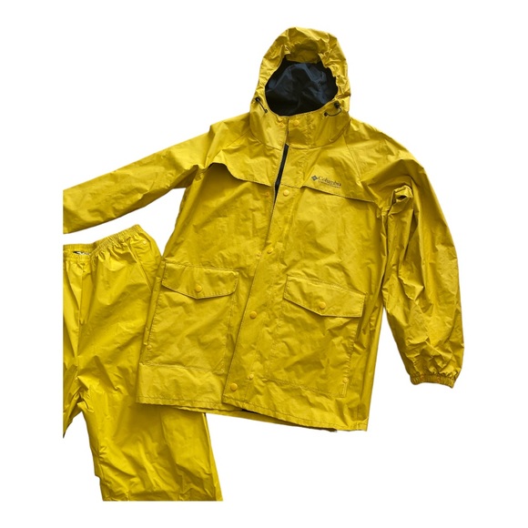 Mens Columbia Sportswear Company Rain Jacket & Pants Yellow Size S - Picture 2 of 5